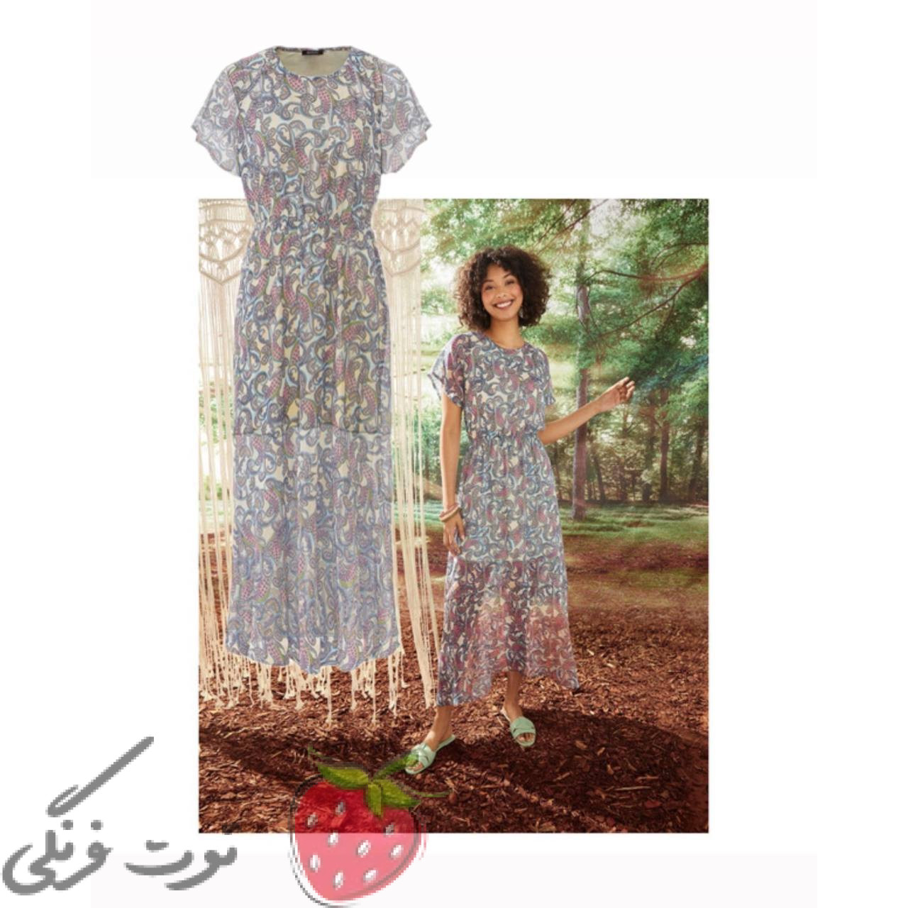 پیراهن بلند حریر طرحدار اسمارا